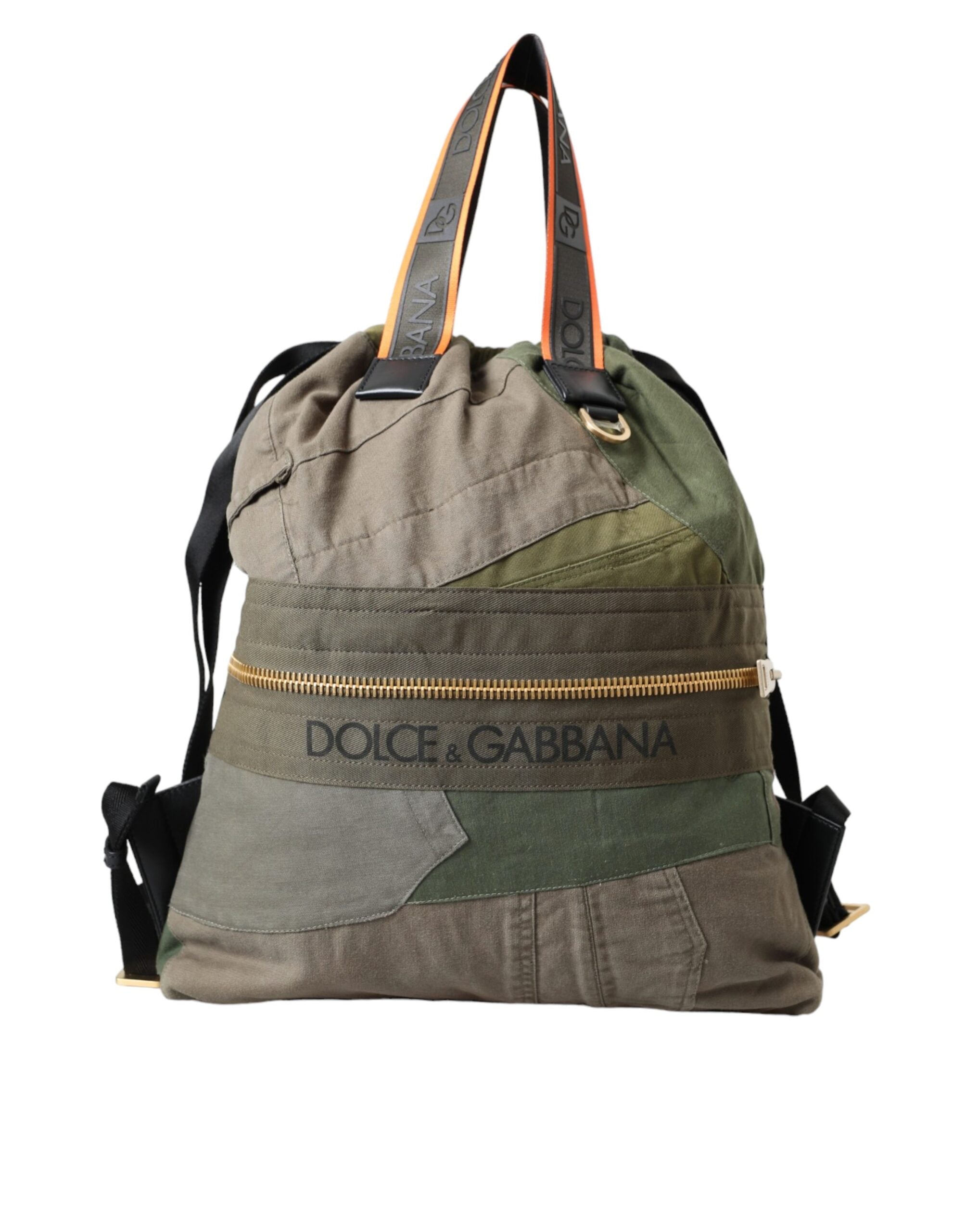 Dolce & Gabbana Military Green Patchwork Backpack Bag